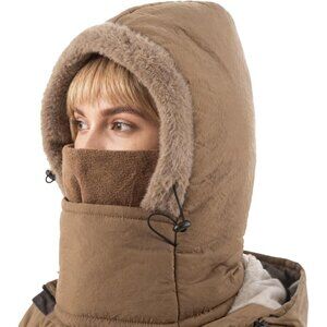 Women's with Face Cover Water Repellent Windproof  Cold Weather Skiing Brown